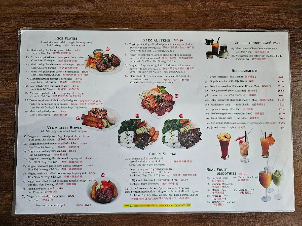 Menu, Pho 777 Vietnamese Restaurant Langley