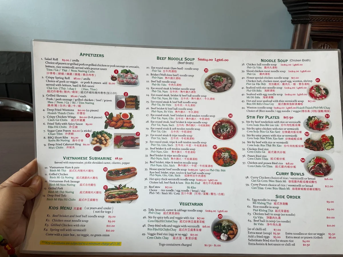 Menu, Pho 777 Vietnamese Restaurant Langley