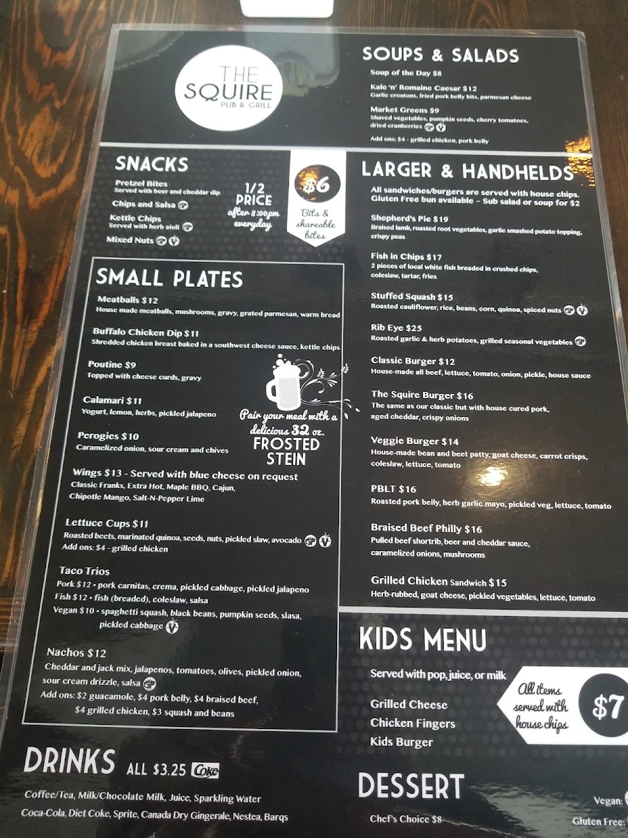 Menu, The Squire Pub & Grill