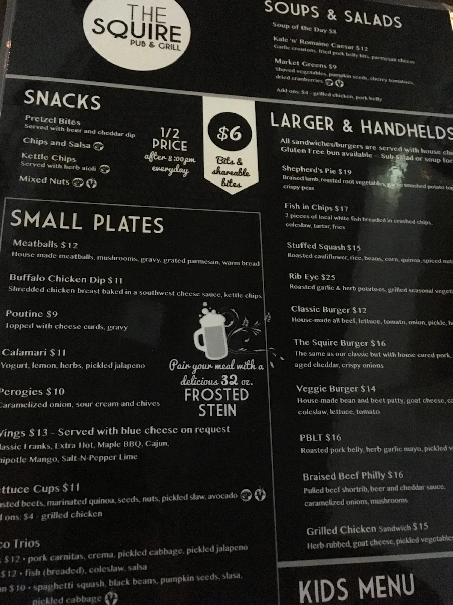 Menu, The Squire Pub & Grill