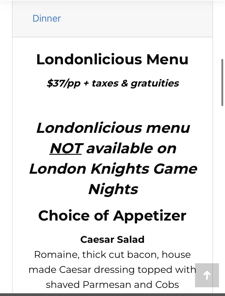 Menu, The Squire Pub & Grill