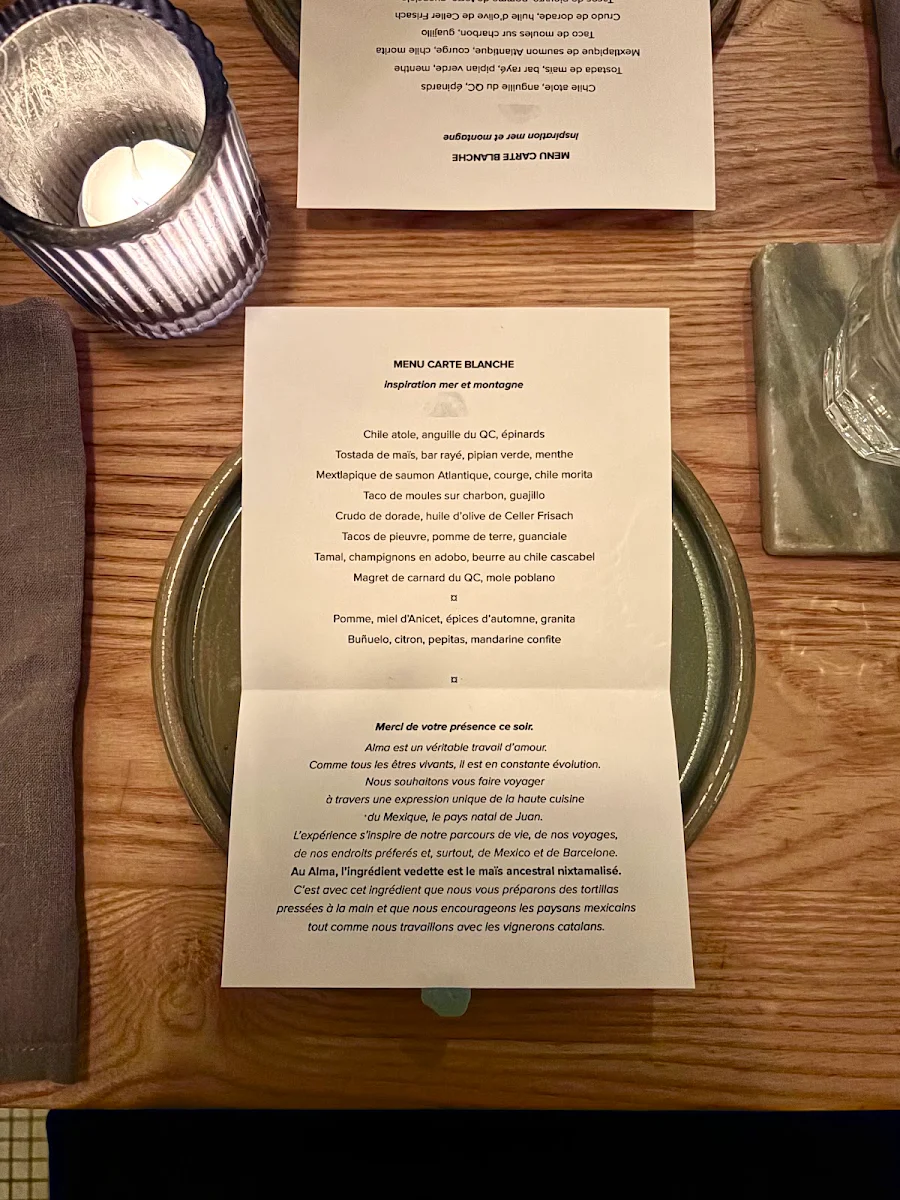 Menu, ALMA