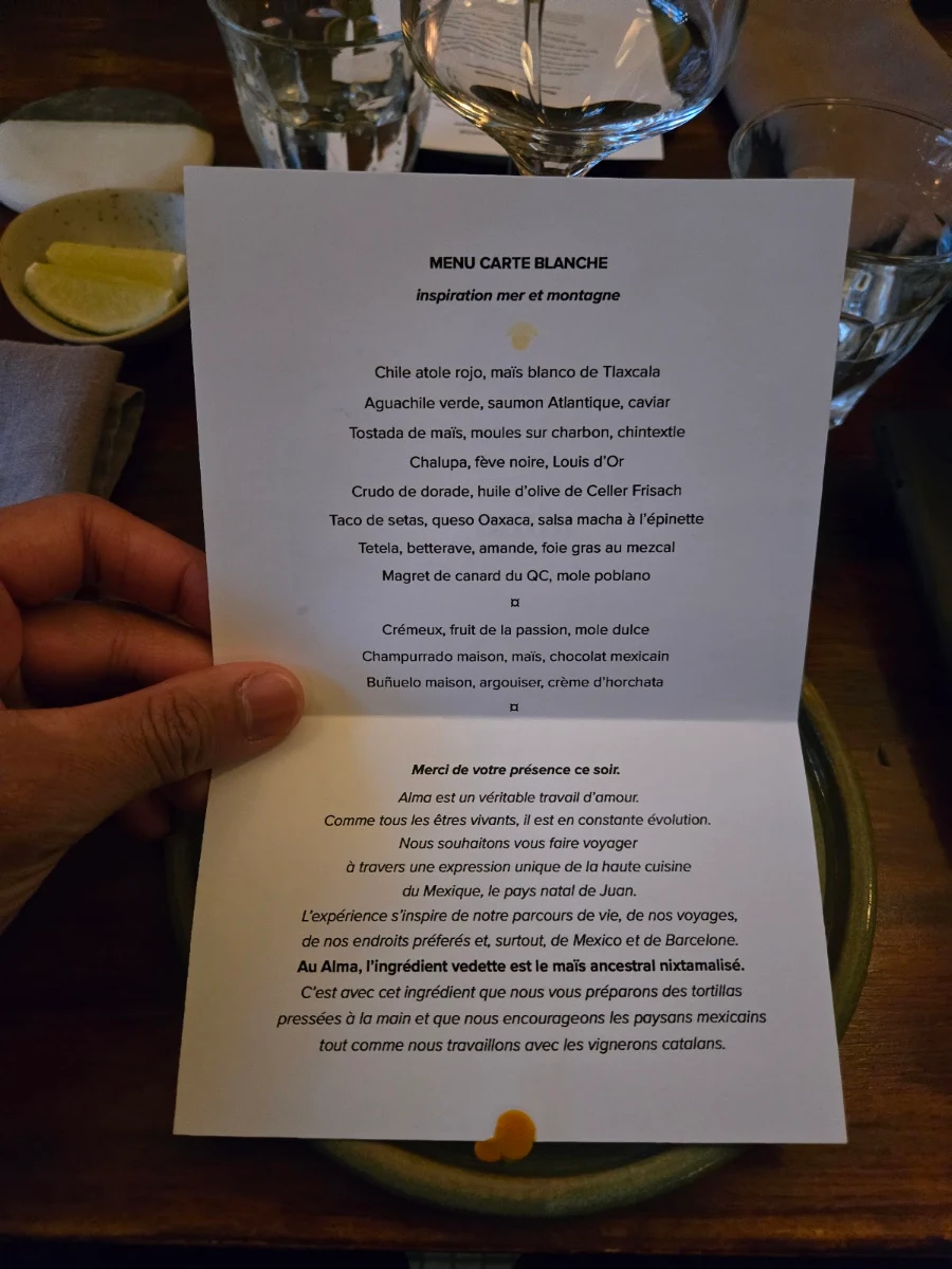 Menu, ALMA