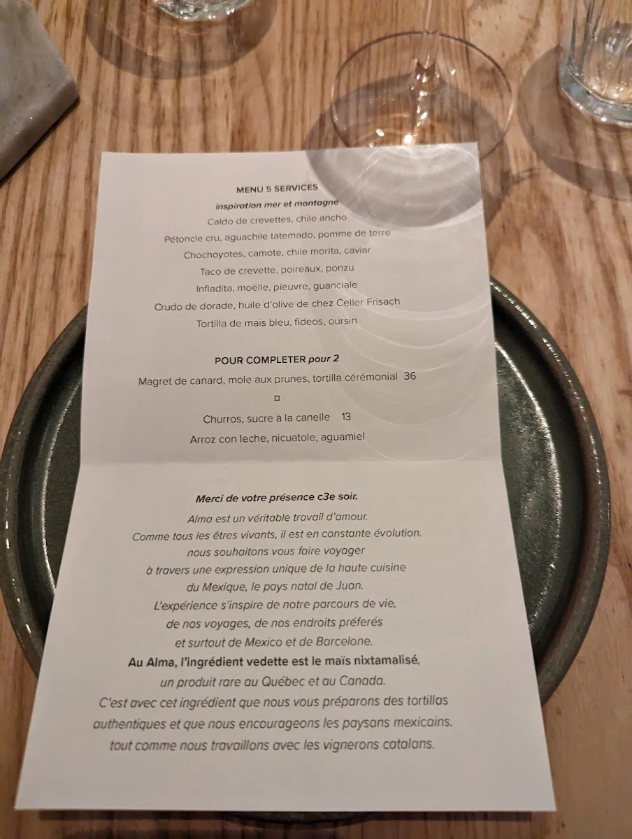 Menu, ALMA
