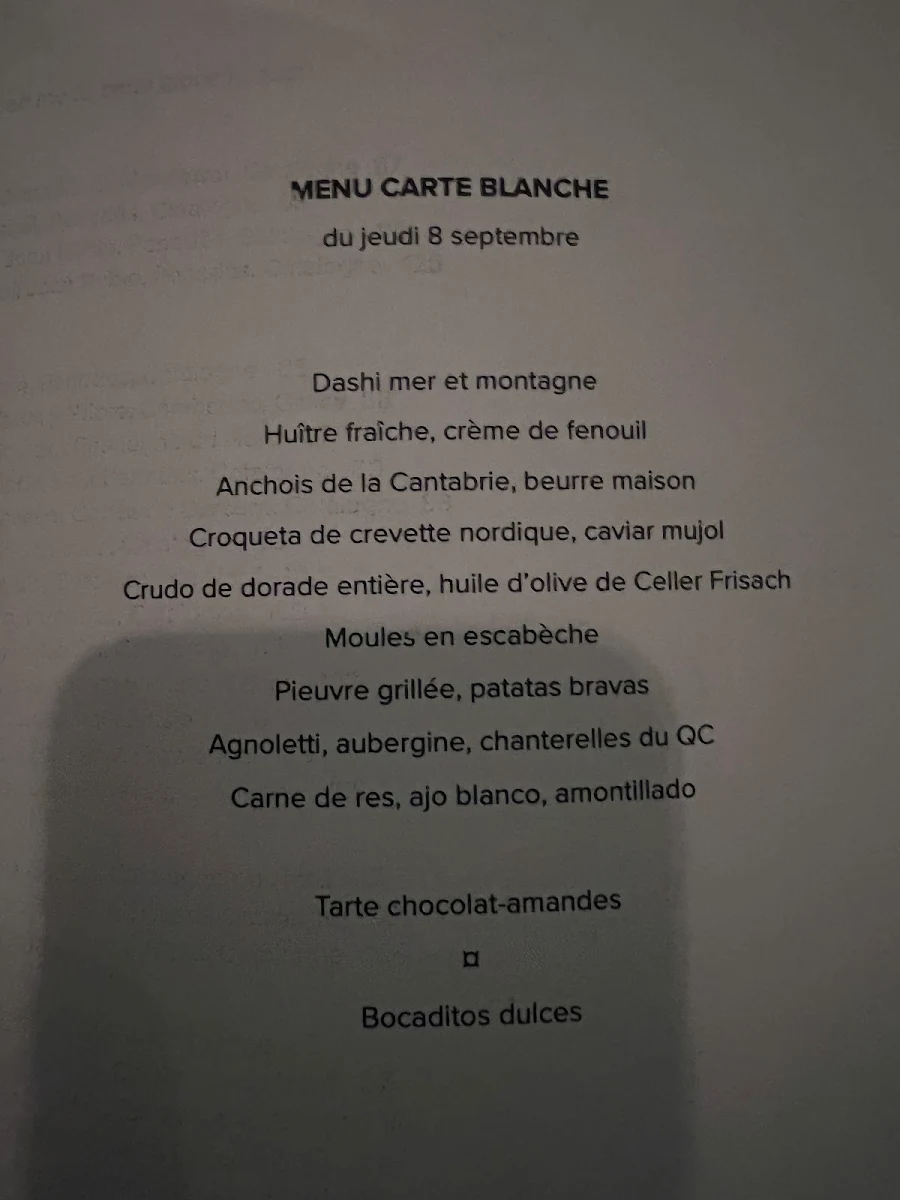 Menu, ALMA