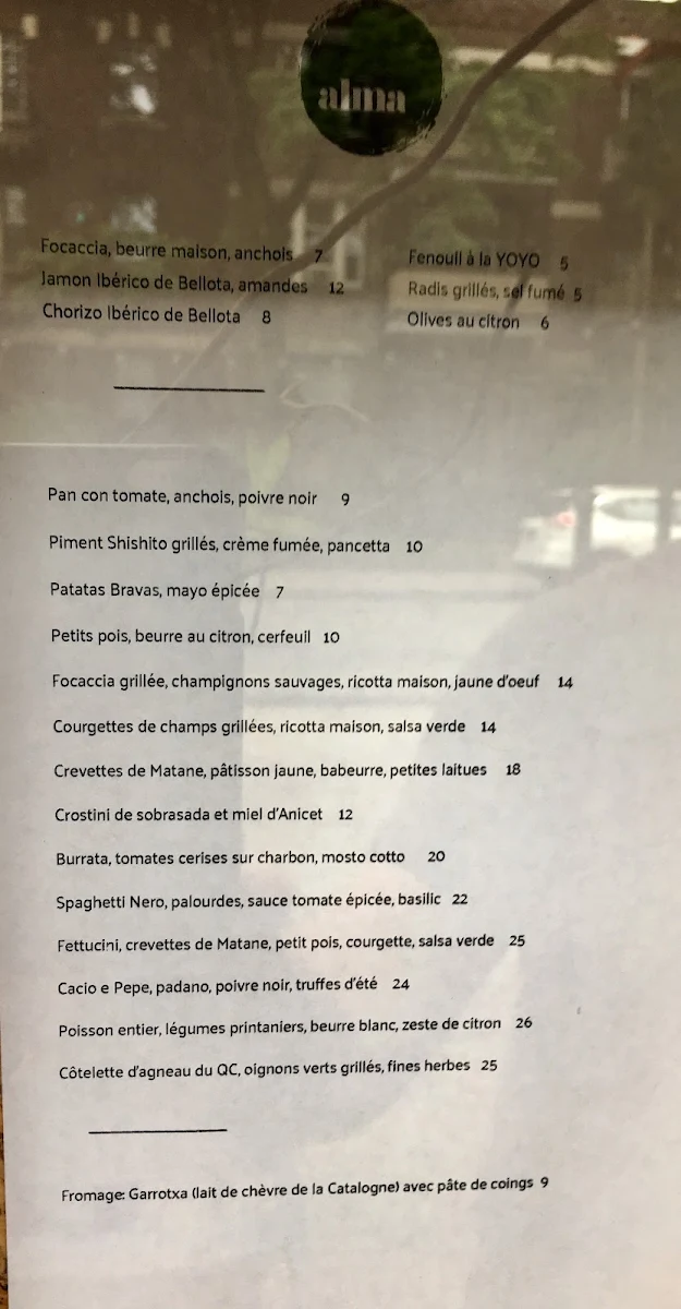 Menu, ALMA