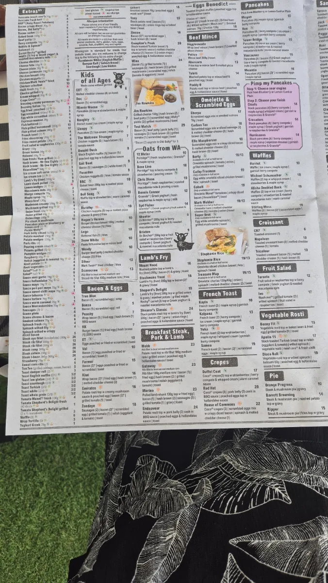 Menu, Cafe 63 Underwood