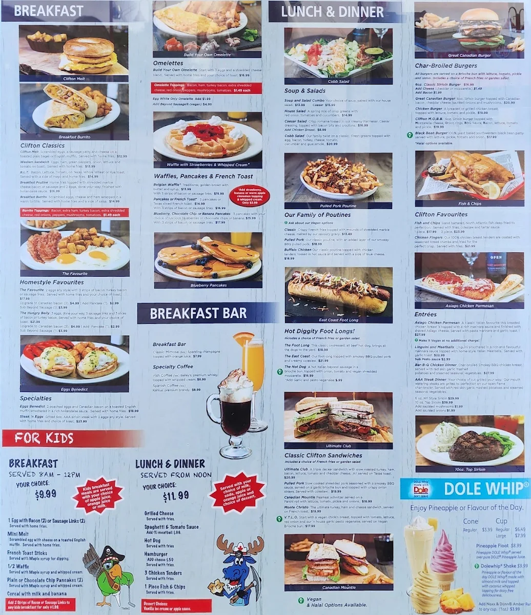 Menu, Clifton Hill Family Restaurant