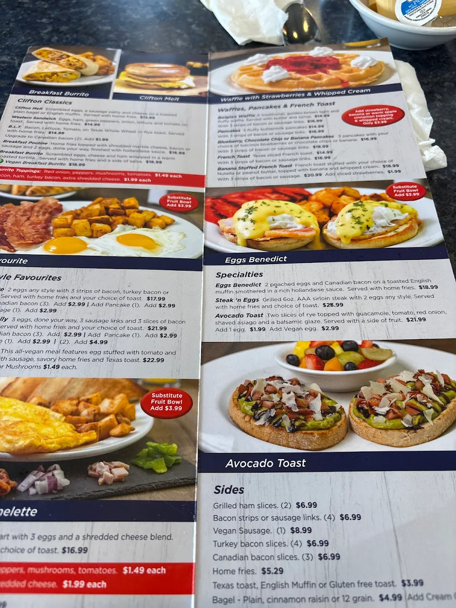Menu, Clifton Hill Family Restaurant