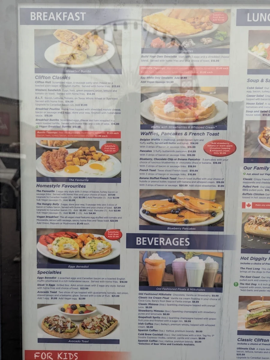 Menu, Clifton Hill Family Restaurant