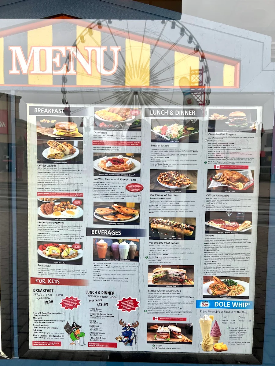Menu, Clifton Hill Family Restaurant