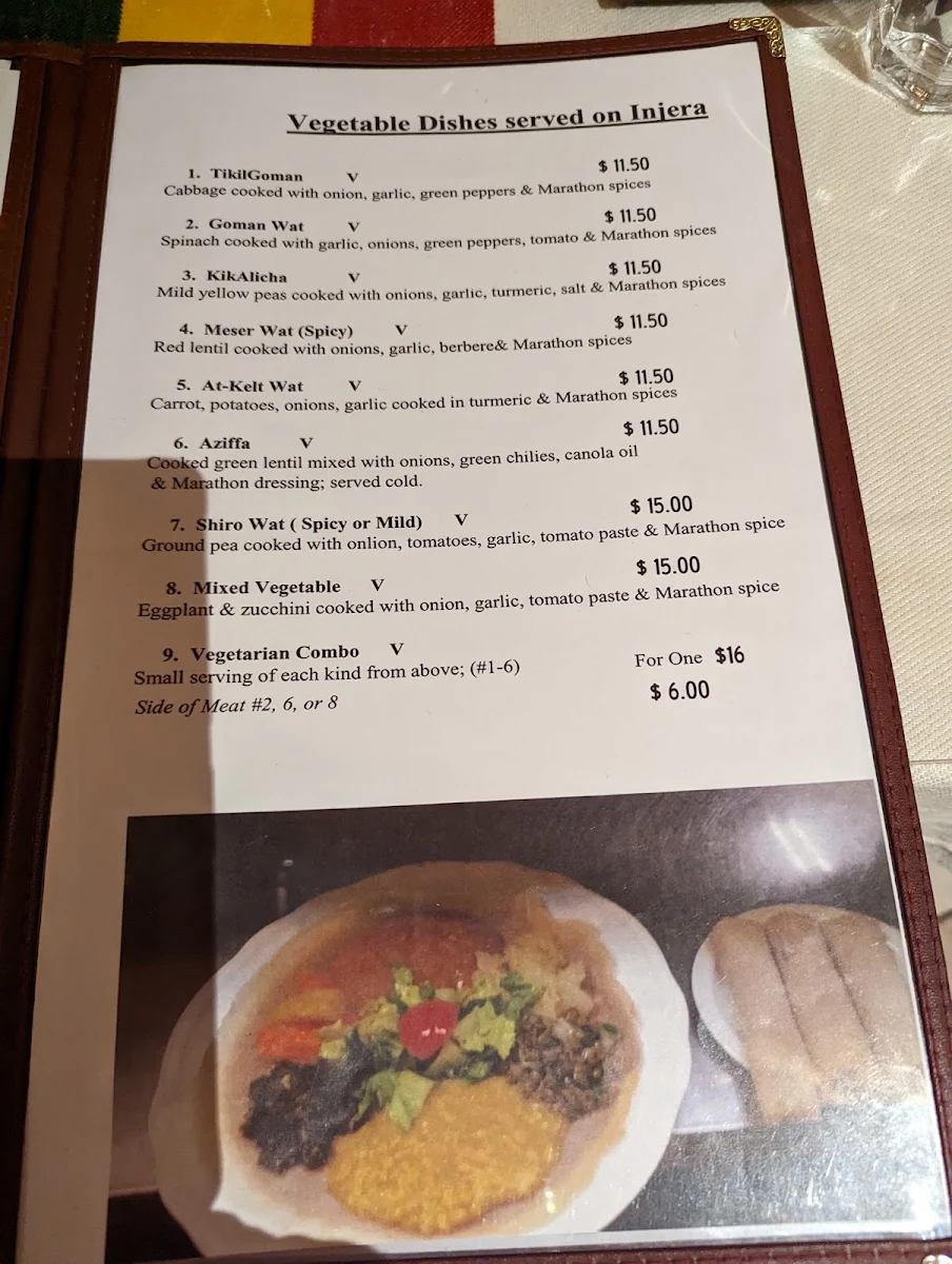 Menu, World Marathon Ethiopian