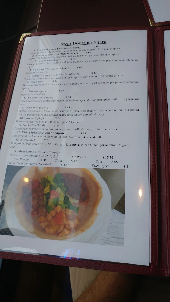 Menu, World Marathon Ethiopian