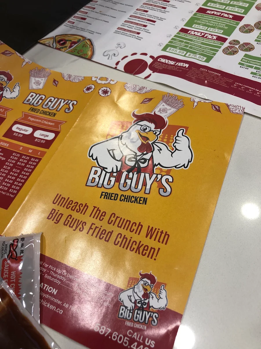 Menu, Big Guy's Fried Chicken