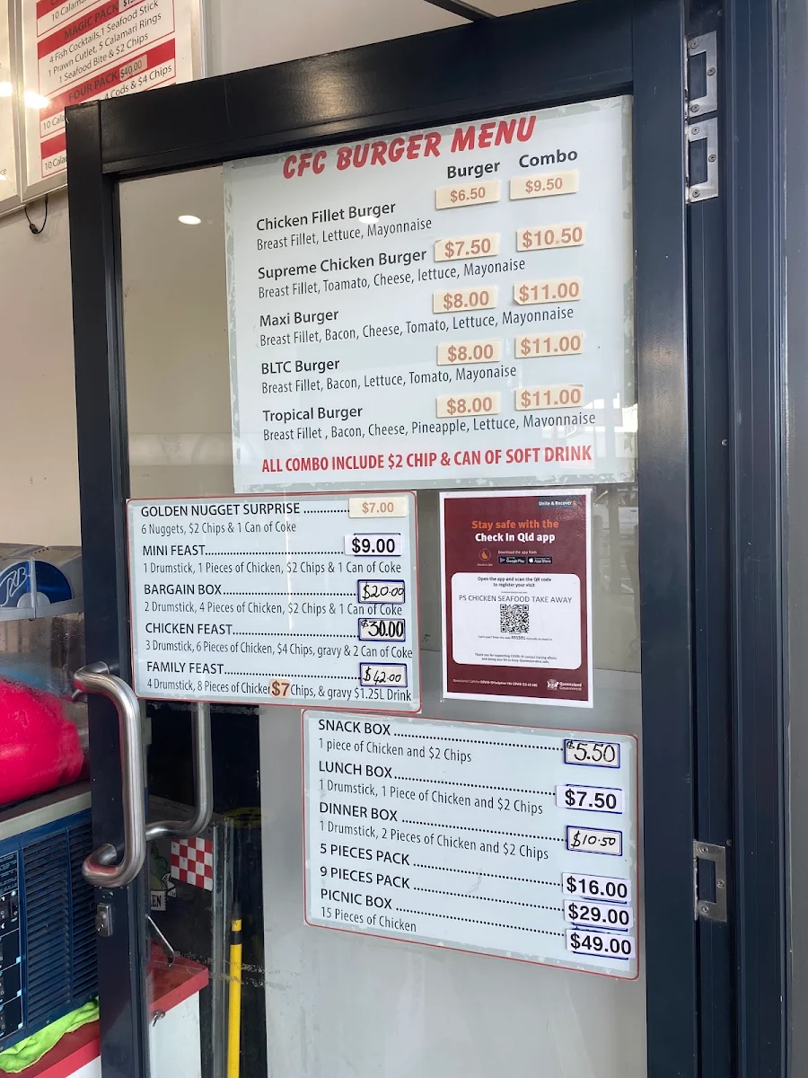 Menu, PS Country Fried Chicken & Seafood Takeaway