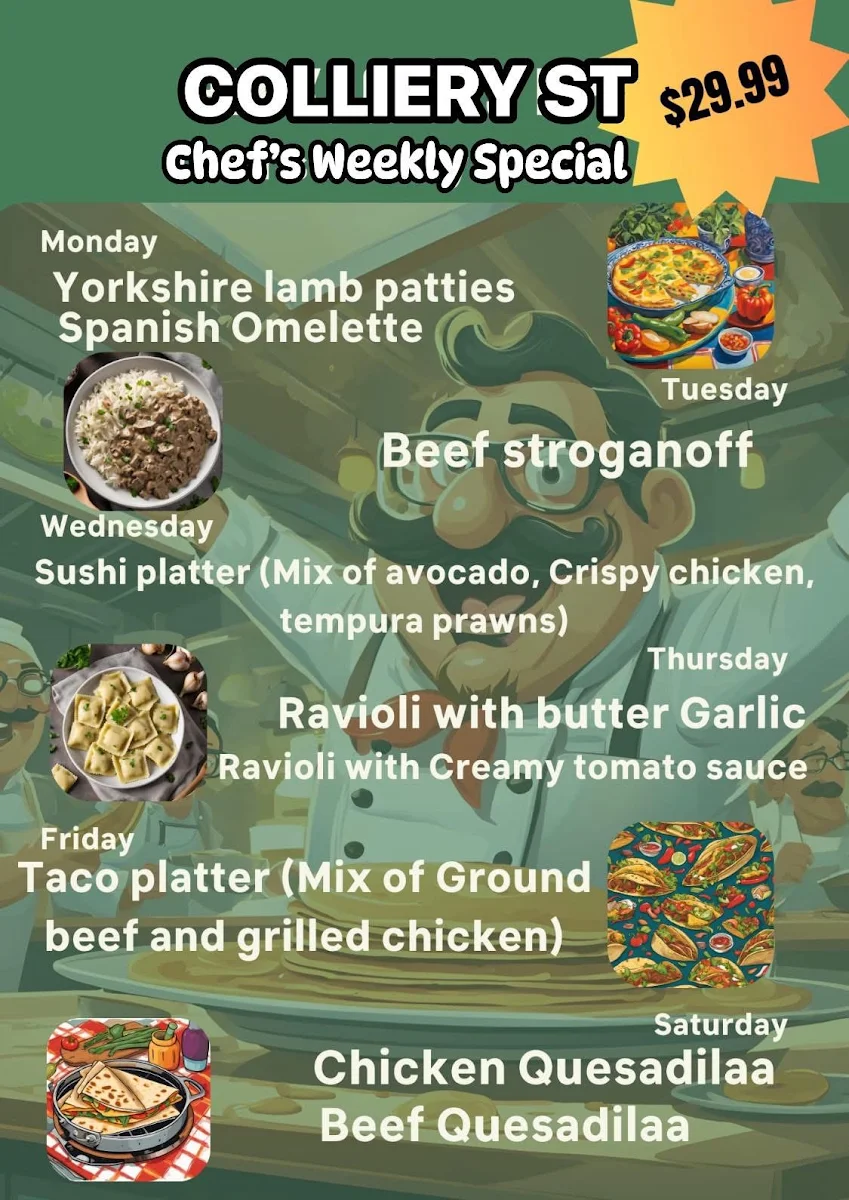 Menu, BP Moranbah - (Authentic Australian Cuisine Restaurant & Petrol Station)