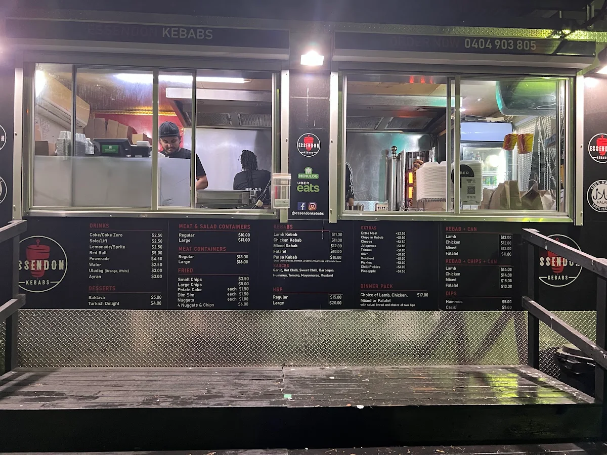 Menu, Essendon Kebabs