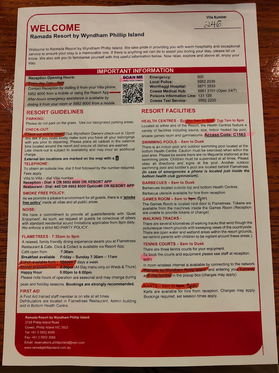 Menu, Flametrees Restaurant, Cafe & Bar