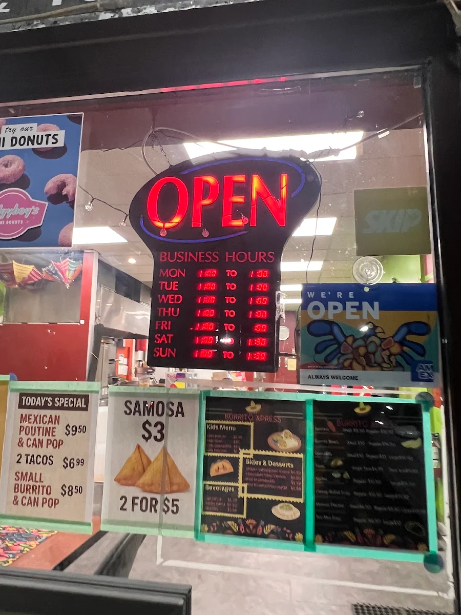 Menu, Burrito Xpress
