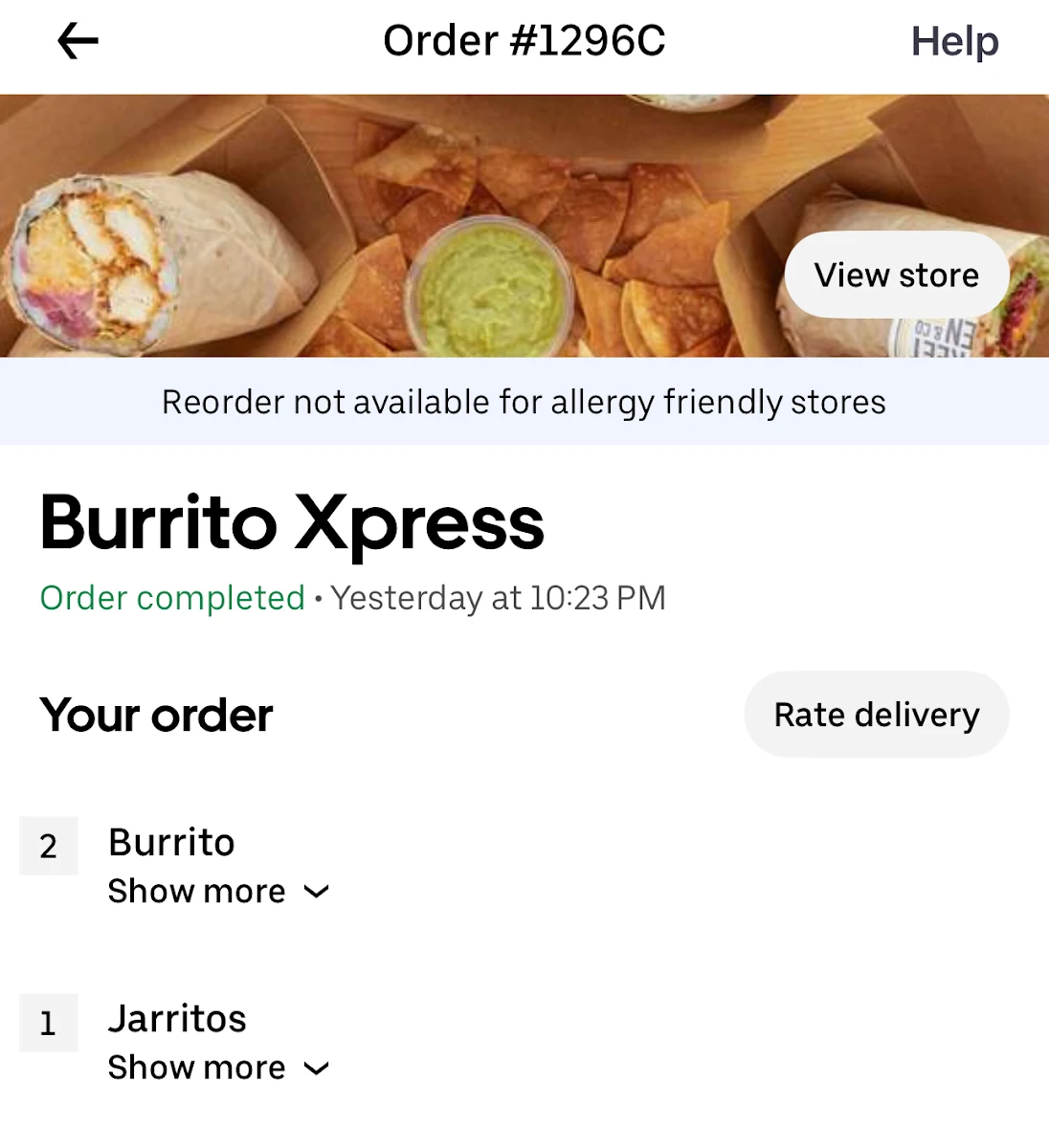 Menu, Burrito Xpress