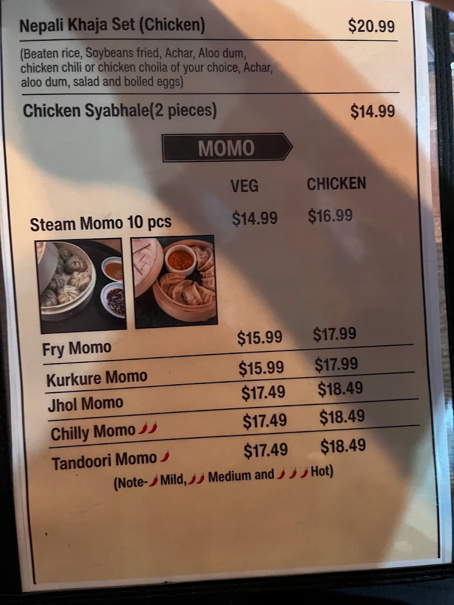 Menu, Soo Spice Yeti