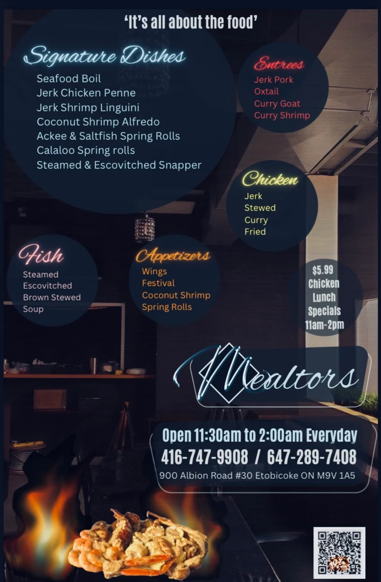 Menu, Mealtors Jamaican Fusion Cuisine
