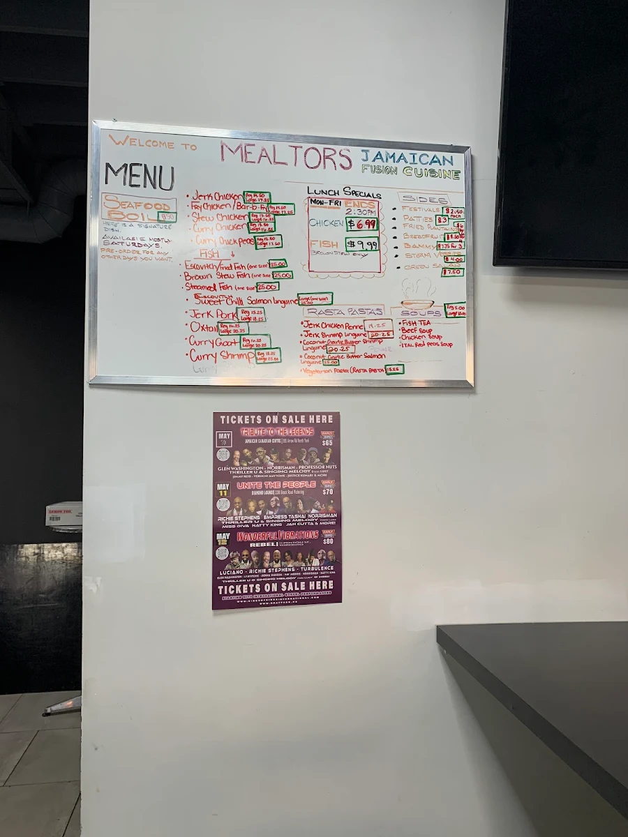 Menu, Mealtors Jamaican Fusion Cuisine