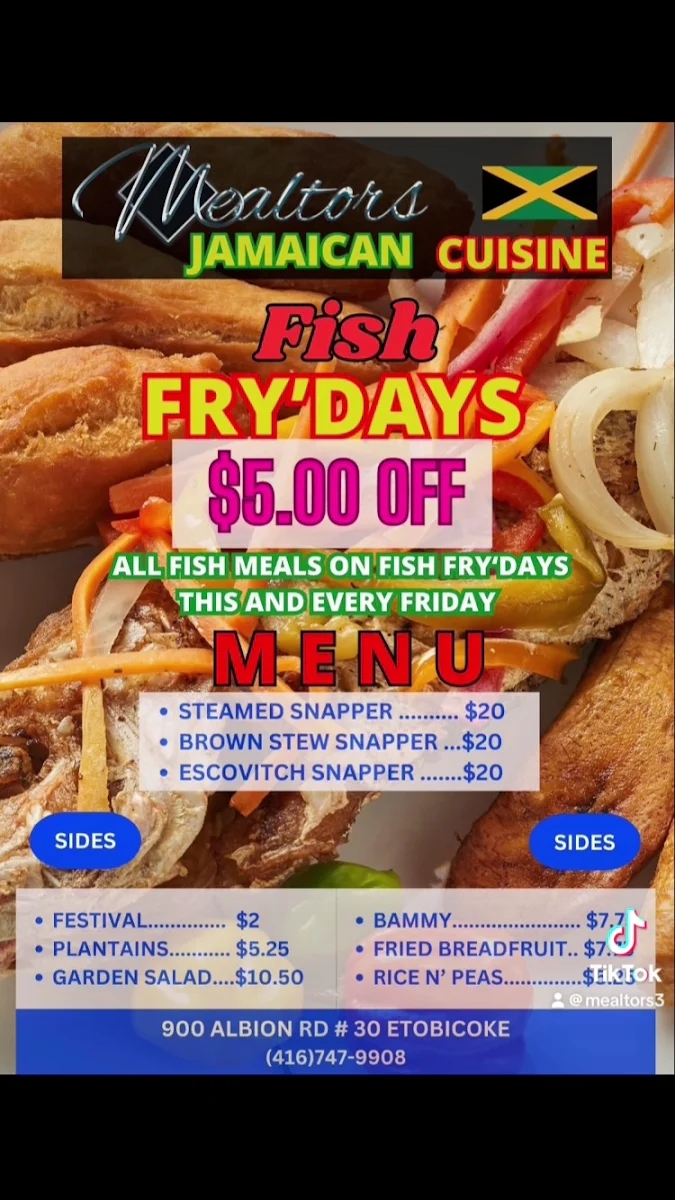 Menu, Mealtors Jamaican Fusion Cuisine