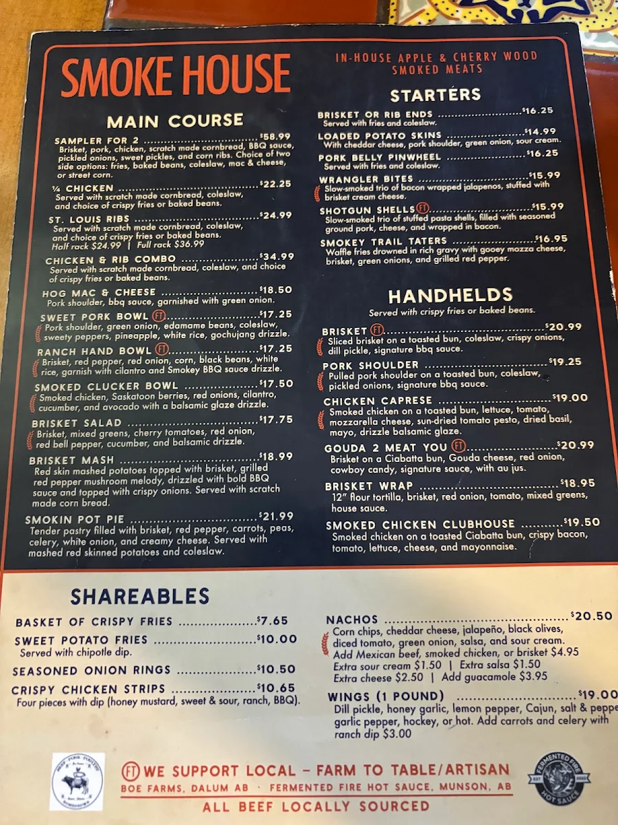 Menu, Last Chance Saloon