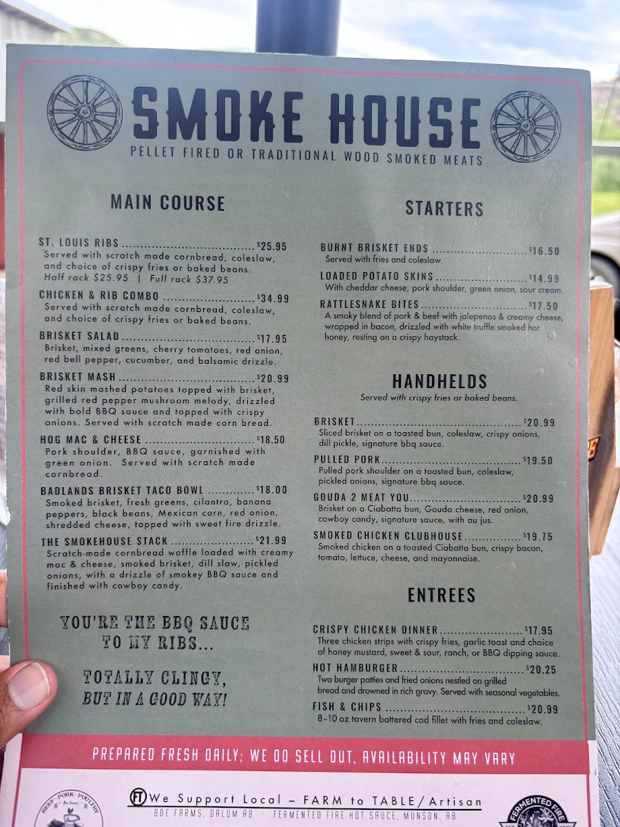 Menu, Last Chance Saloon