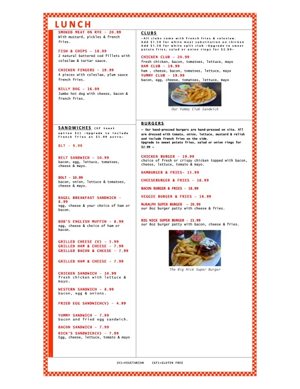 Menu, Ralph & Sons