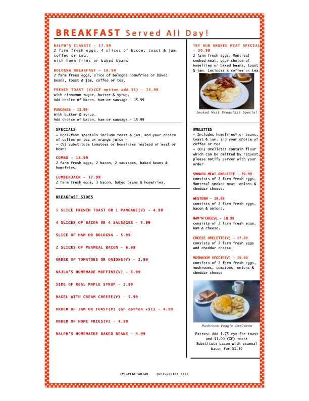 Menu, Ralph & Sons