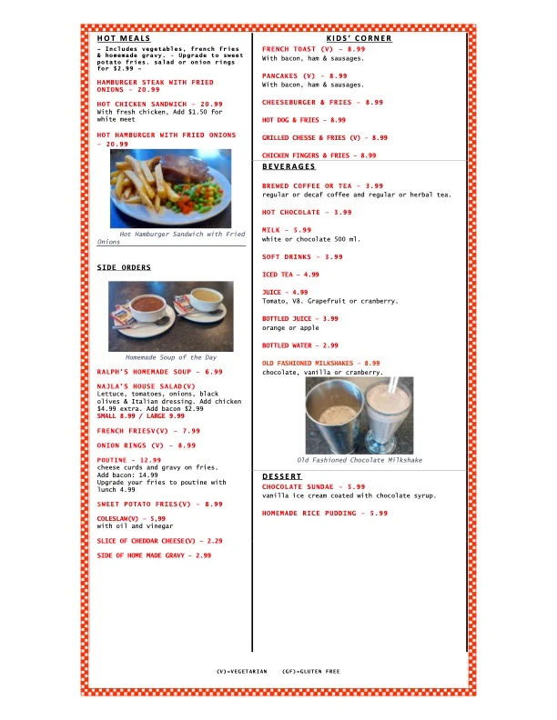 Menu, Ralph & Sons