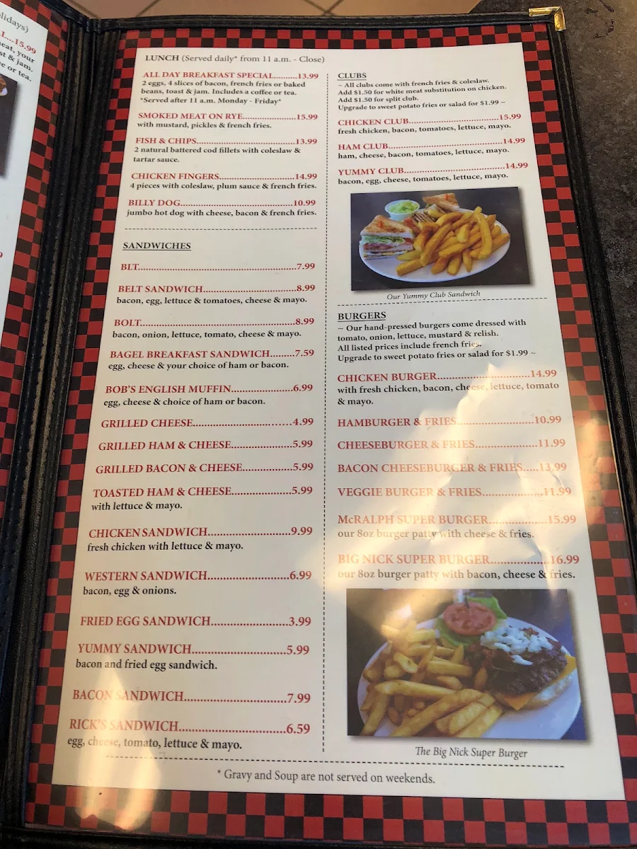 Menu, Ralph & Sons