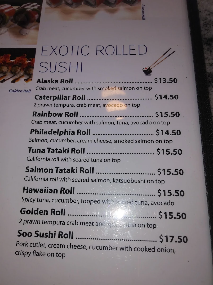 Menu, Soo Sushi Pincher Creek