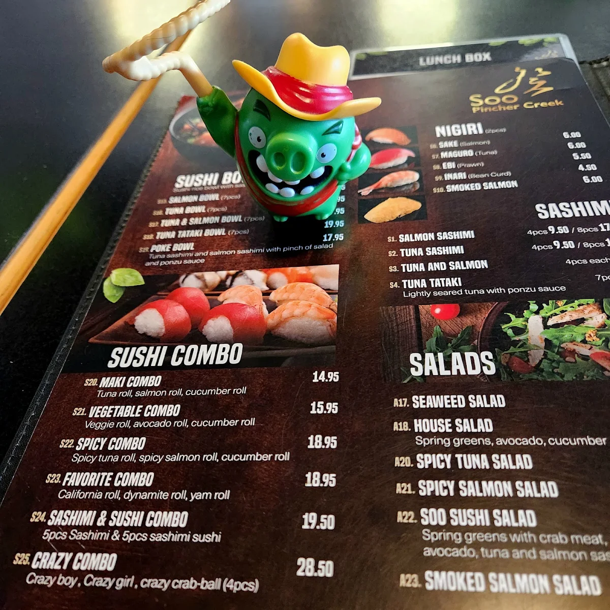 Menu, Soo Sushi Pincher Creek