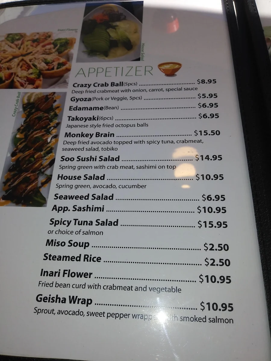 Menu, Soo Sushi Pincher Creek
