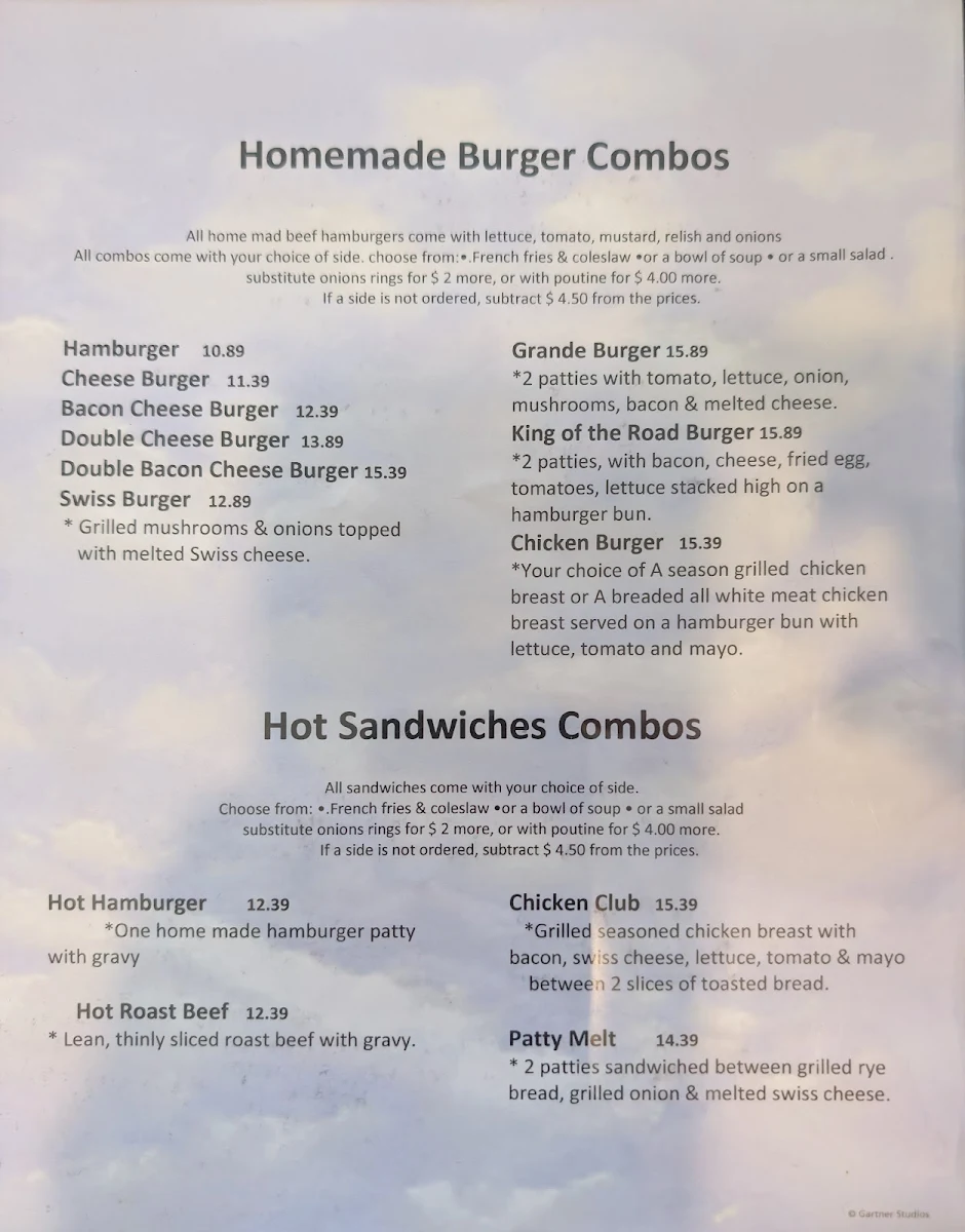Menu, Morris Country Cafe