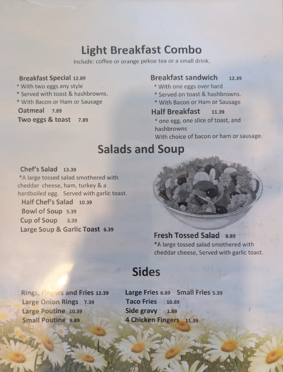 Menu, Morris Country Cafe