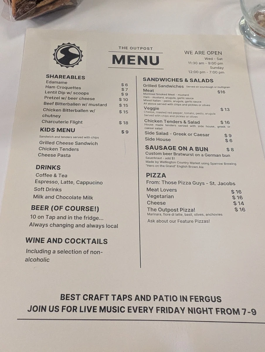 Menu, Outpost Bottle Shop