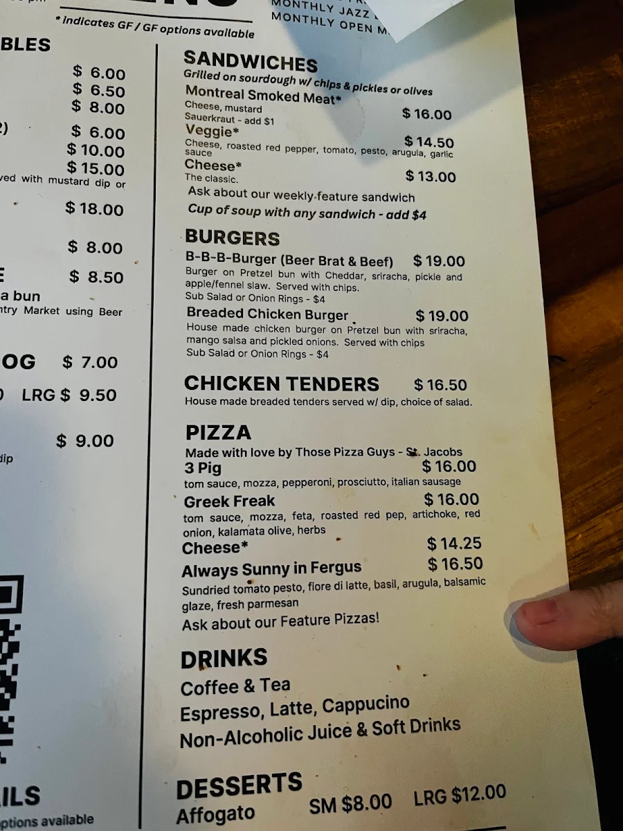 Menu, Outpost Bottle Shop