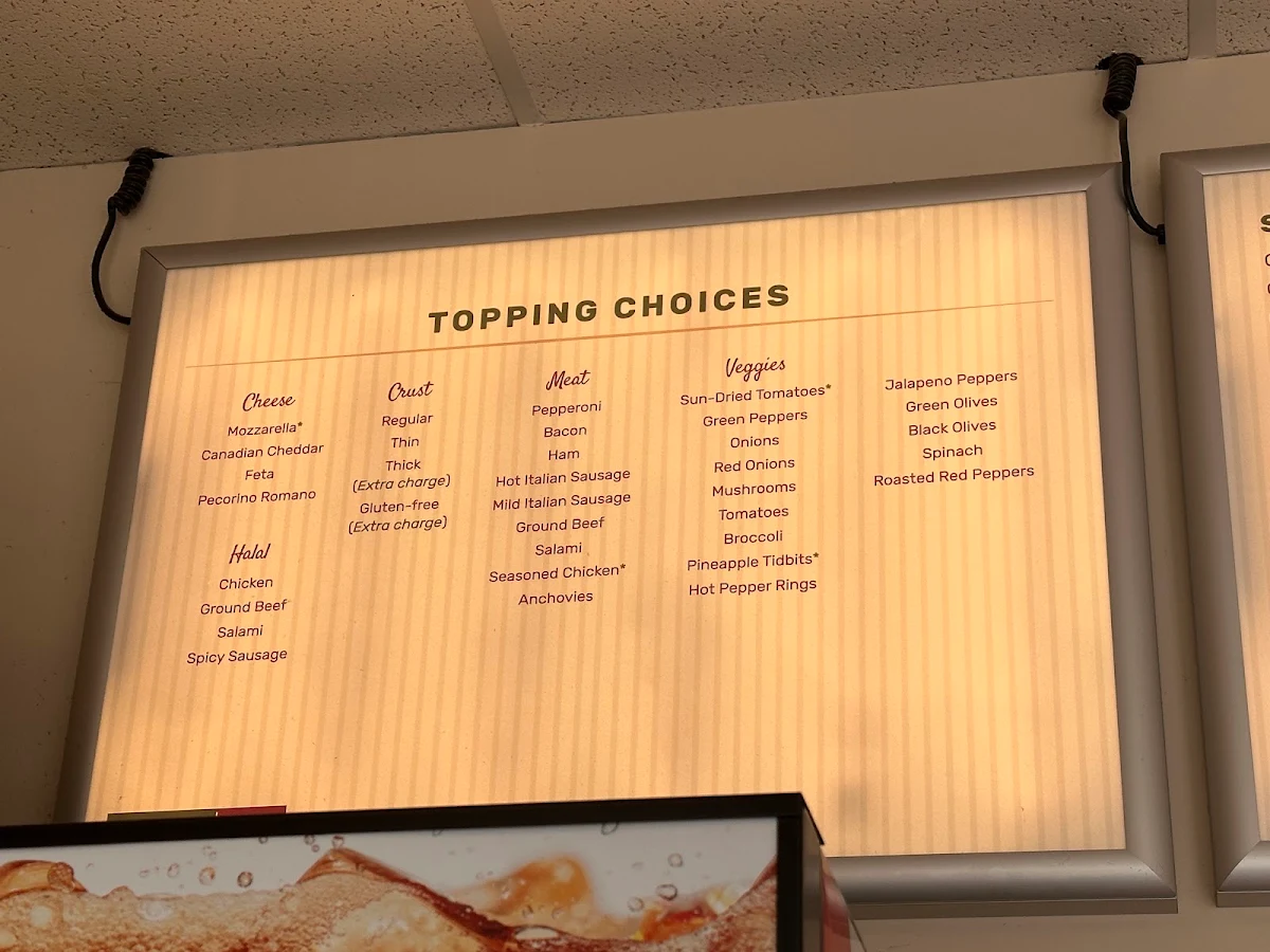 Menu, Bellagio Pizza