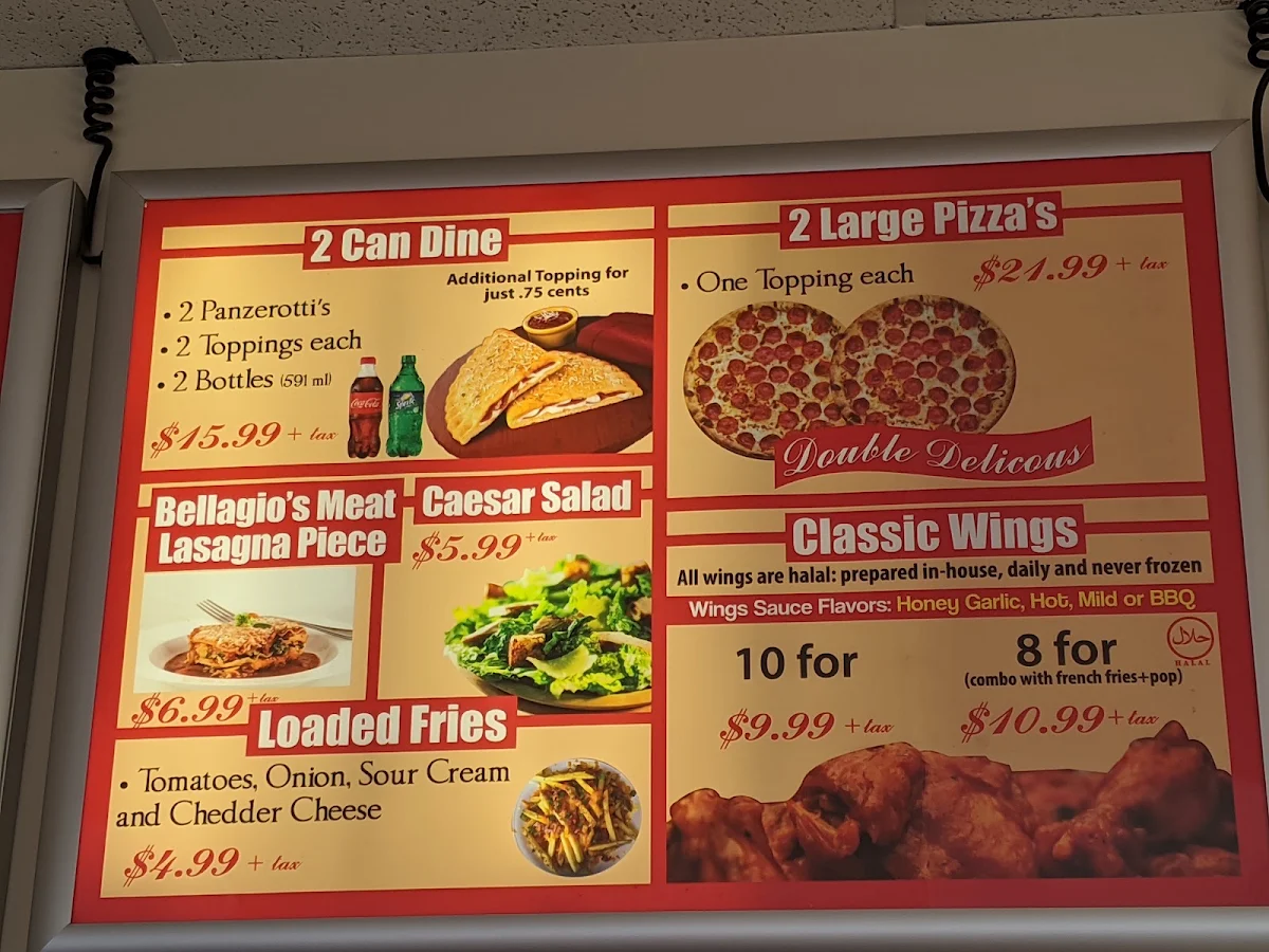 Menu, Bellagio Pizza