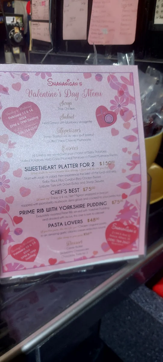 Menu, Shananigan's Bistro Coffee & Dessert Bar