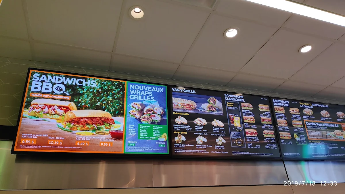 Menu, Subway