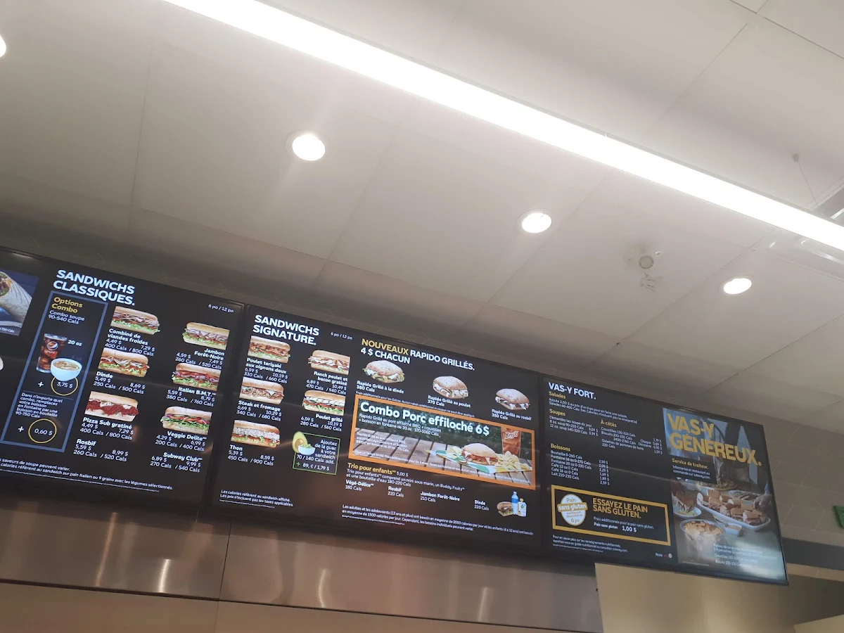 Menu, Subway