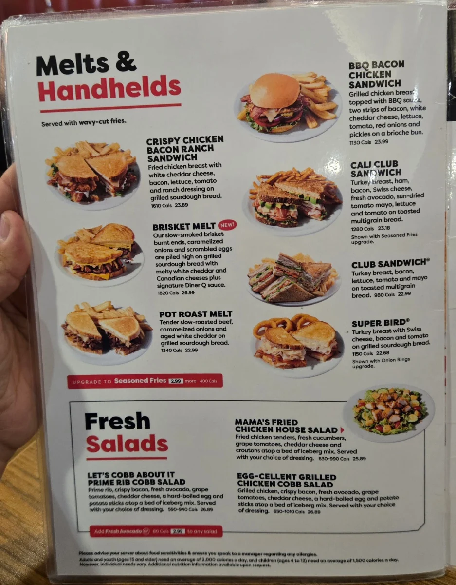 Menu, Denny's