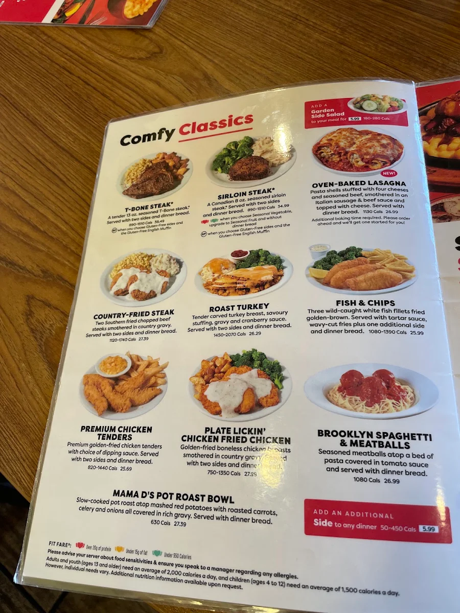 Menu, Denny's