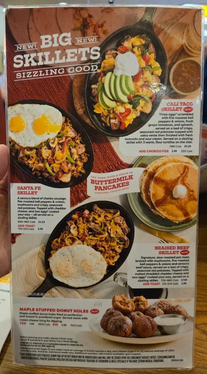 Menu, Denny's