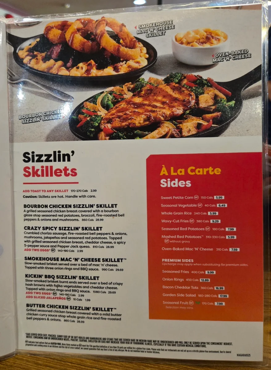 Menu, Denny's